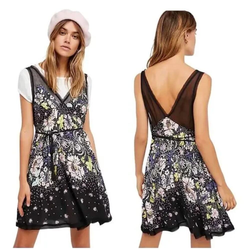 Free People Longwood Printed Floral Slip Dress XS